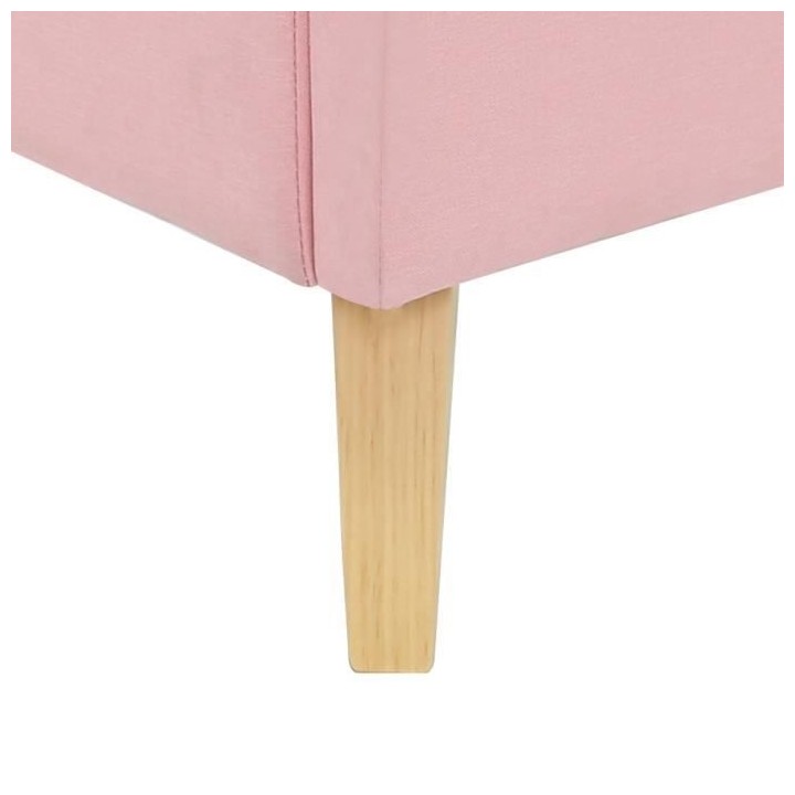 Lit adulte ASHBY - 160 x 200 cm -Tissu - Aspect lin rose + boutons bla