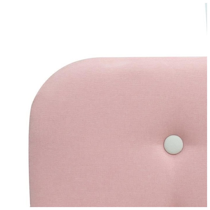 Lit adulte ASHBY - 160 x 200 cm -Tissu - Aspect lin rose + boutons bla