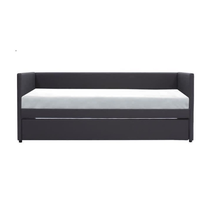 Lit banquette gigogne ATLANTA - 90 x 190 cm - Simili - Gris foncé - S