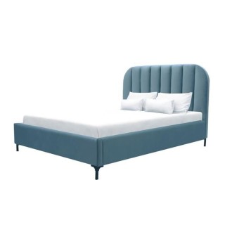 CALLIE Lit adulte 140 x 190 cm - Velours bleu clair - Sommier inclus