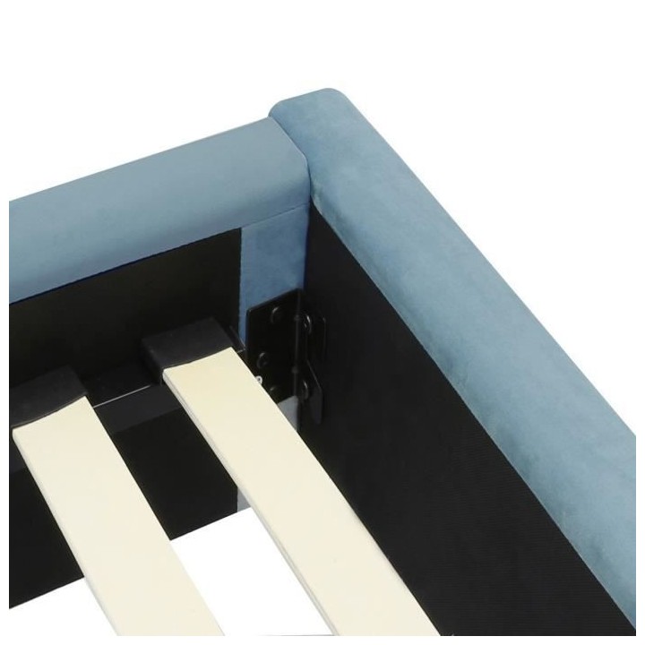 CALLIE Lit adulte 140 x 190 cm - Velours bleu clair - Sommier inclus