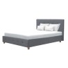 CHARLIE Lit adulte - Tissu aspect lin gris foncé - Sommier inclus - 160 x 200 cm