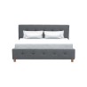 CHARLIE Lit adulte - Tissu aspect lin gris foncé - Sommier inclus - 160 x 200 cm