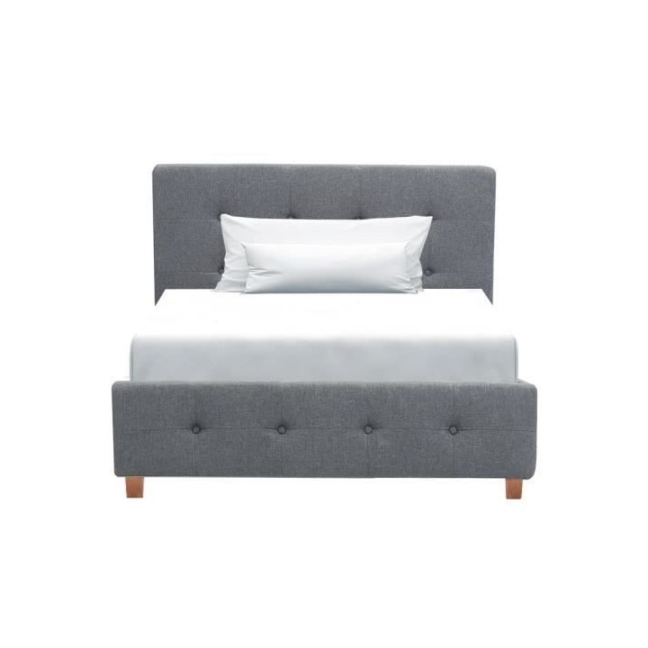 CHARLIE Lit enfant 90 x 190 cm - Tissu gris foncé - Sommier inclus