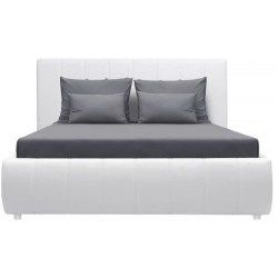 CLOUD Lit adulte - 160 x 200 cm + Coffre de rangement - Simili blanc -Sommier a lattes inclus