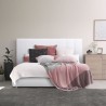 CLOUD Lit adulte - 160 x 200 cm + Coffre de rangement - Simili blanc -Sommier a lattes inclus