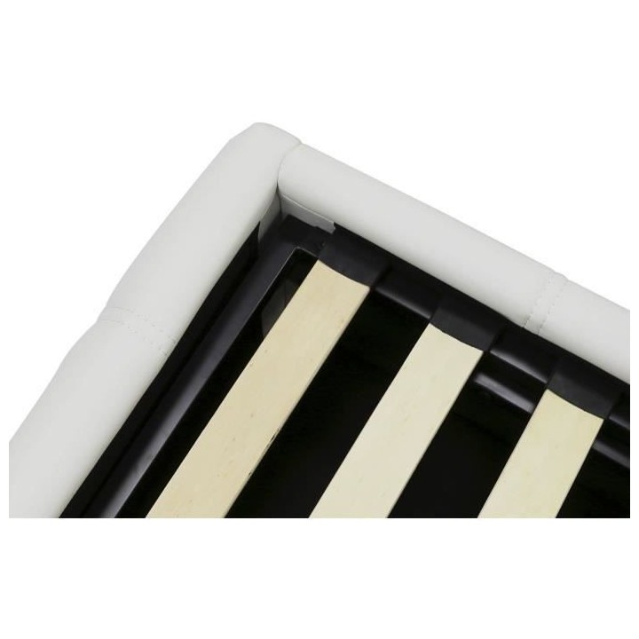 CLOUD Lit adulte - 160 x 200 cm + Coffre de rangement - Simili blanc -