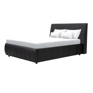 CLOUD Lit adulte 160x200 cm + Coffre de rangement - Simili noir - Somm