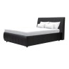 CLOUD Lit adulte 160x200 cm + Coffre de rangement - Simili noir - Sommier inclus