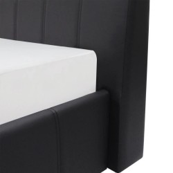 CLOUD Lit adulte 160x200 cm + Coffre de rangement - Simili noir - Sommier inclus