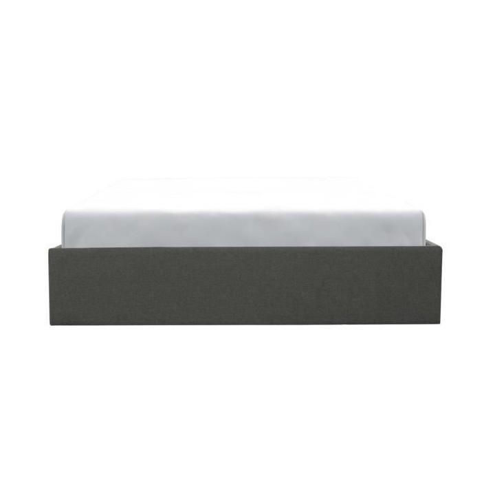 ECLIPSE Lit coffre adulte - Tissu gris foncé - Sommier inclus - l 140