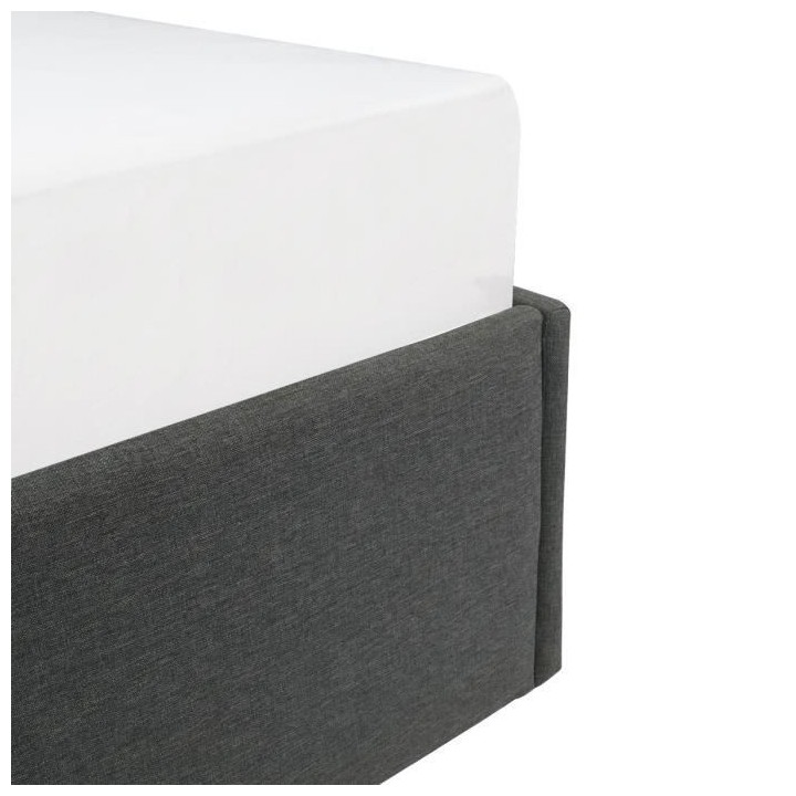 ECLIPSE Lit coffre adulte - Tissu gris foncé - Sommier inclus - l 140