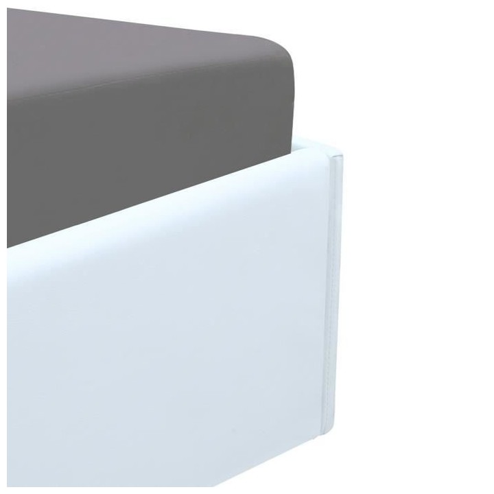 ECLIPSE Lit coffre adulte 160 x 200 cm - Simili Blanc - Sommier inclus