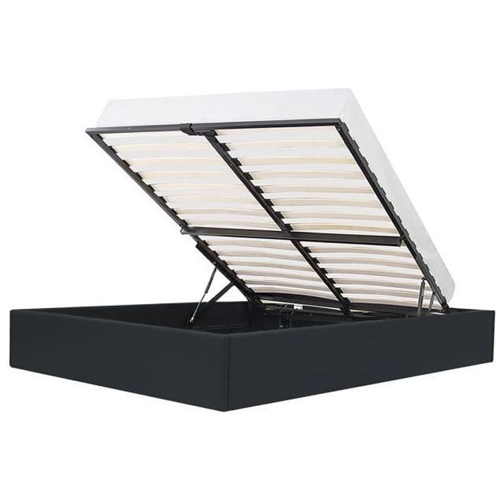 ECLIPSE Lit adulte 160x200 cm avec coffre de rangement - Simili Noir