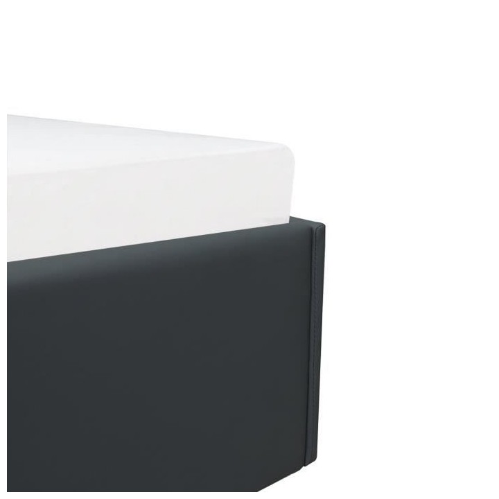 ECLIPSE Lit adulte 160x200 cm avec coffre de rangement - Simili Noir