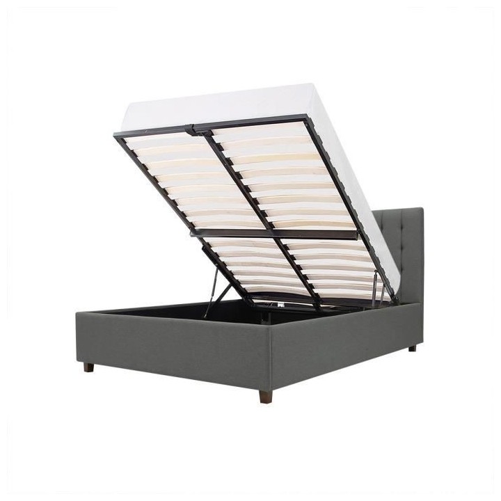 EMILY Lit adulte 140x190 cm + Coffre de rangement - Tissu imitation li