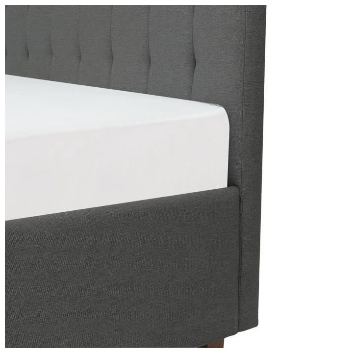 EMILY Lit adulte 140x190 cm + Coffre de rangement - Tissu imitation li