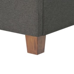 EMILY Lit adulte 140x190 cm + Coffre de rangement - Tissu imitation lin gris foncé - Sommier inclus