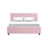 EMILY Lit adulte 140 x 190 cm + coffre de rangement - Tissu rose pastel - Sommier inclus