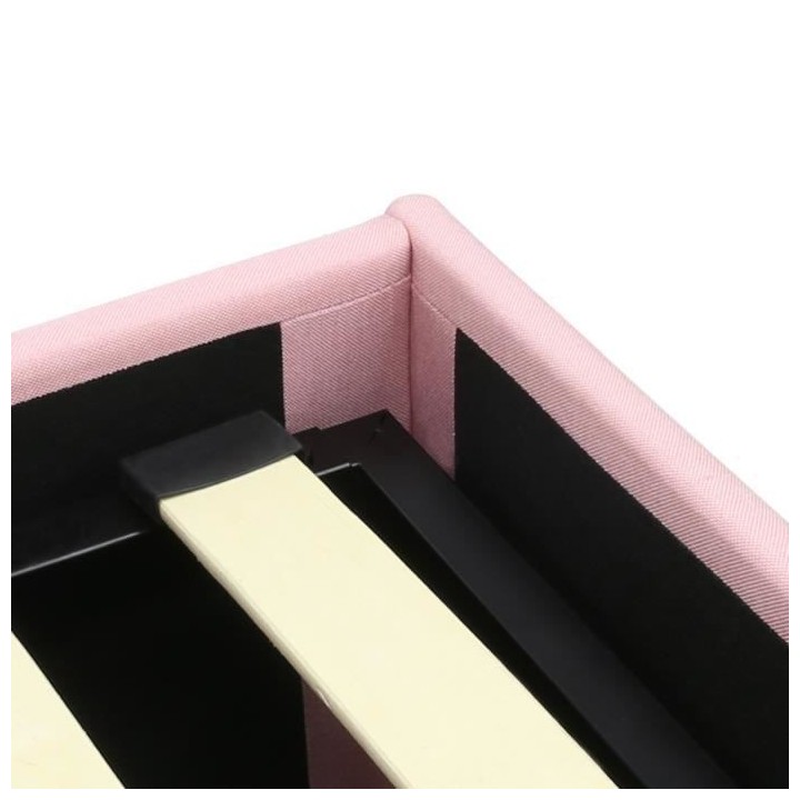 EMILY Lit adulte 140 x 190 cm + coffre de rangement - Tissu rose paste