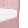 EMILY Lit adulte 140 x 190 cm + coffre de rangement - Tissu rose pastel - Sommier inclus