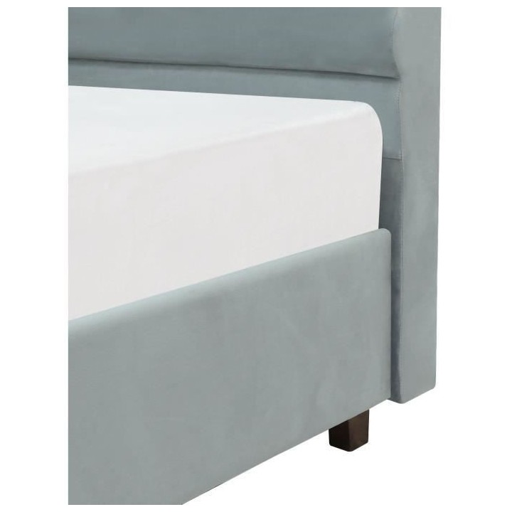 Lit adulte EVEREST - 160 x 200 cm - Velours - Gris - Sommier inclus