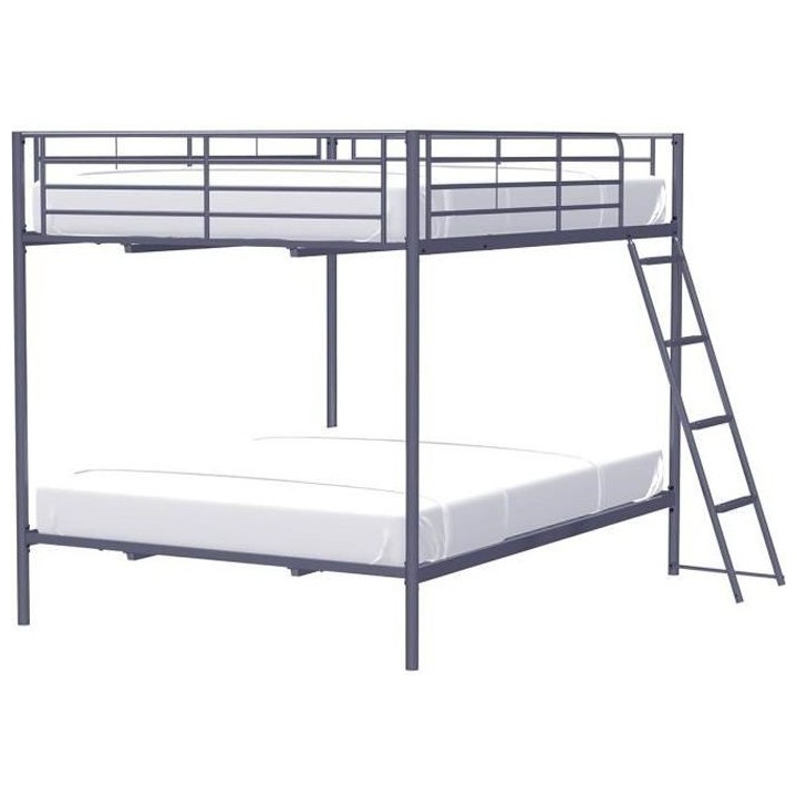 Lits superposés en métal - Dark Grey - Sommiers inclus - 2 x 140 x 1