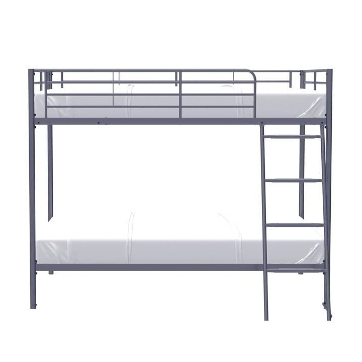 Lits superposés en métal - Dark Grey - Sommiers inclus - 2 x 140 x 1