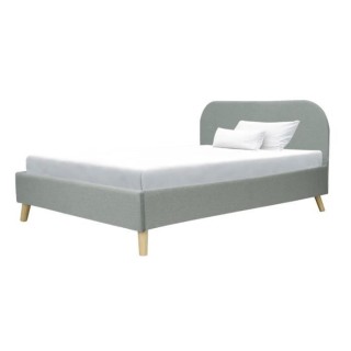 SVEA Lit enfant 90 x 190 cm - Scandinave - Tissu Gris clair - Sommier