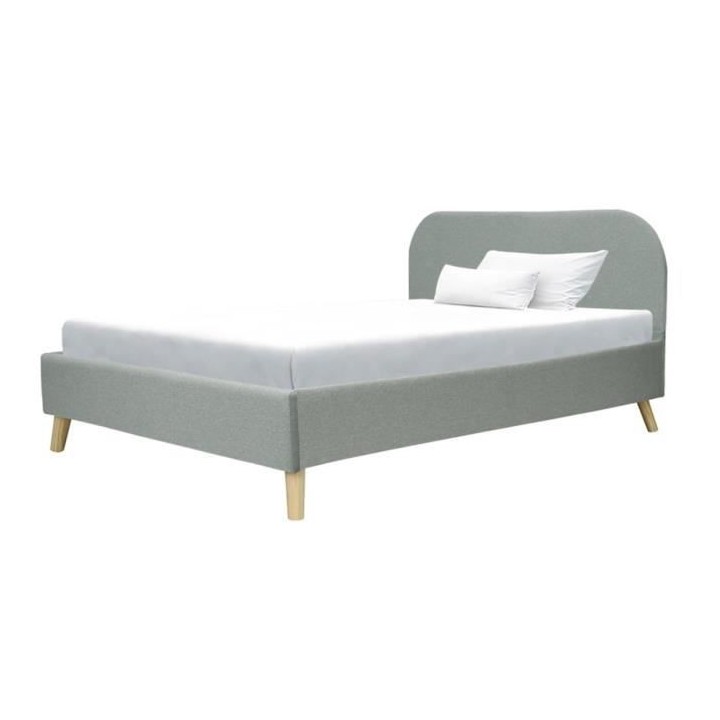 SVEA Lit enfant 90 x 190 cm - Scandinave - Tissu Gris clair - Sommier