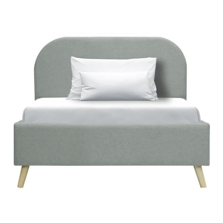 SVEA Lit enfant 90 x 190 cm - Scandinave - Tissu Gris clair - Sommier