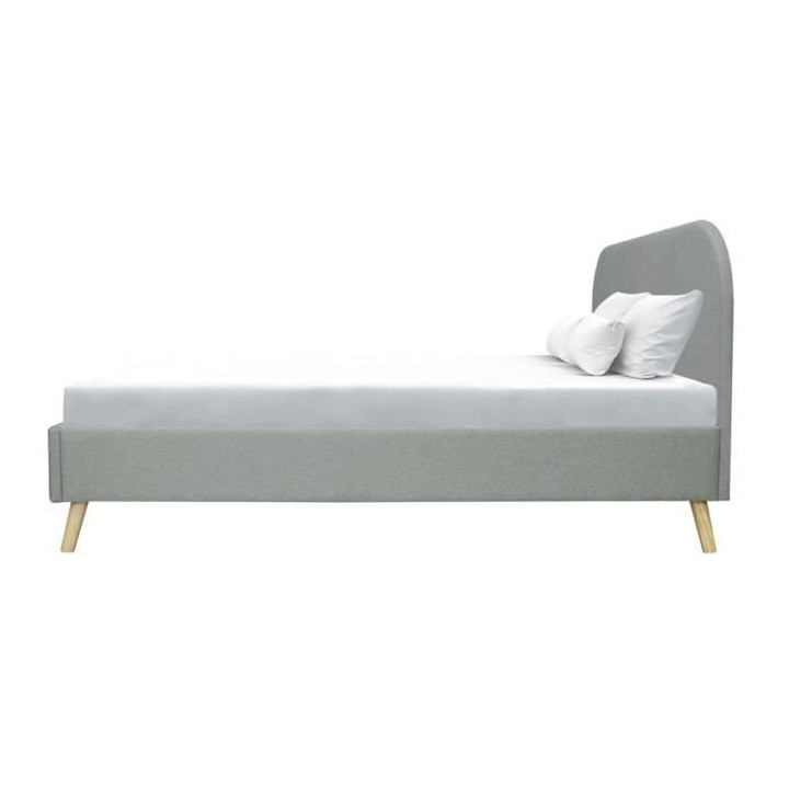 SVEA Lit enfant 90 x 190 cm - Scandinave - Tissu Gris clair - Sommier