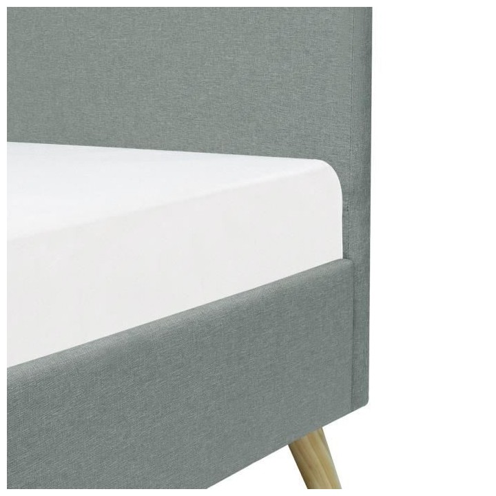 SVEA Lit enfant 90 x 190 cm - Scandinave - Tissu Gris clair - Sommier