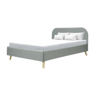 SVEA Lit adulte 140x190 cm - Scandinave - Tissu Gris clair - Sommier i
