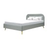 SVEA Lit adulte 140x190 cm - Scandinave - Tissu Gris clair - Sommier inclus