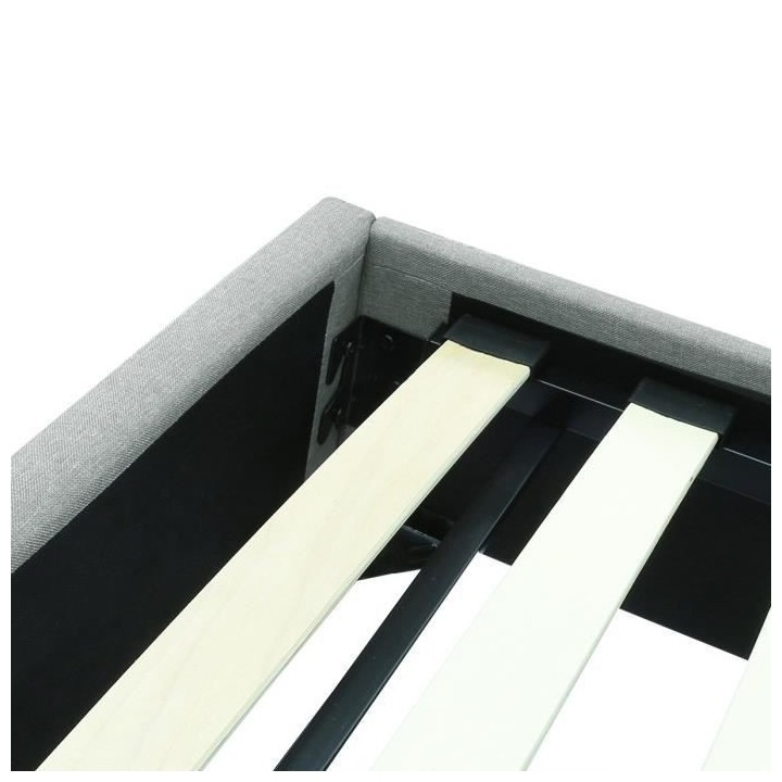 SVEA Lit adulte 140x190 cm - Scandinave - Tissu Gris clair - Sommier i