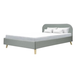 SVEA Lit adulte 160x200 cm - Scandinave - Tissu Gris clair - Sommier i
