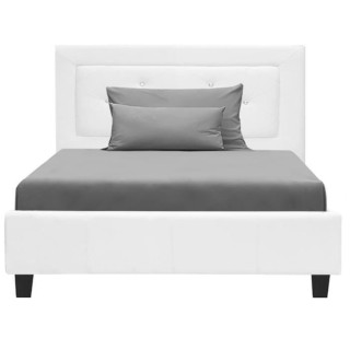 EDOUARD Lit enfant contemporain- Simili Blanc - Sommier inclus - 90 x