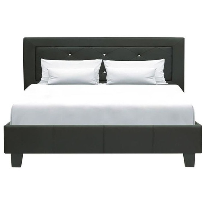 EDOUARD Lit adulte contemporain - Simili Noir - Sommier inclus - 140 x