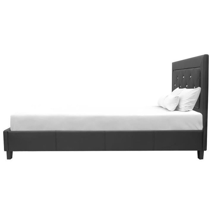 EDOUARD Lit adulte contemporain - Simili Noir - Sommier inclus - 140 x