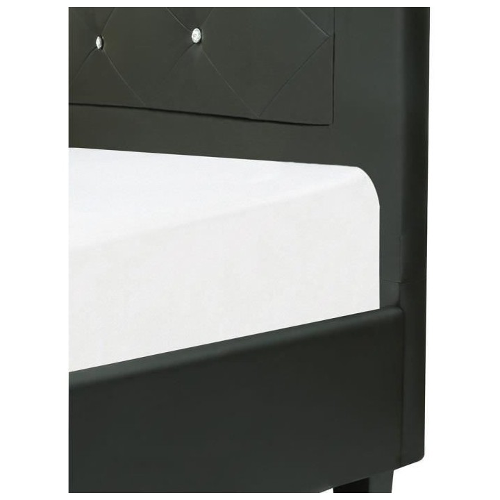 EDOUARD Lit adulte contemporain - Simili Noir - Sommier inclus - 140 x