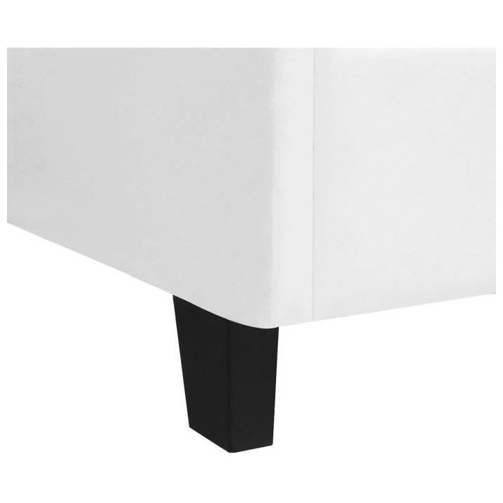 EDOUARD Lit adulte contemporain - Simili Blanc - Sommier inclus - 160