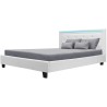 Lit adulte contemporain EDOUARD - 160 x 200 cm - Simili - Blanc - Systeme d'éclairage LED - Sommier inclus