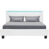 Lit adulte contemporain EDOUARD - 160 x 200 cm - Simili - Blanc - Systeme d'éclairage LED - Sommier inclus