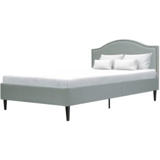 Lit adulte NAILHEADS - 140 x 190 cm - Tissu - Gris clair - Tete de lit