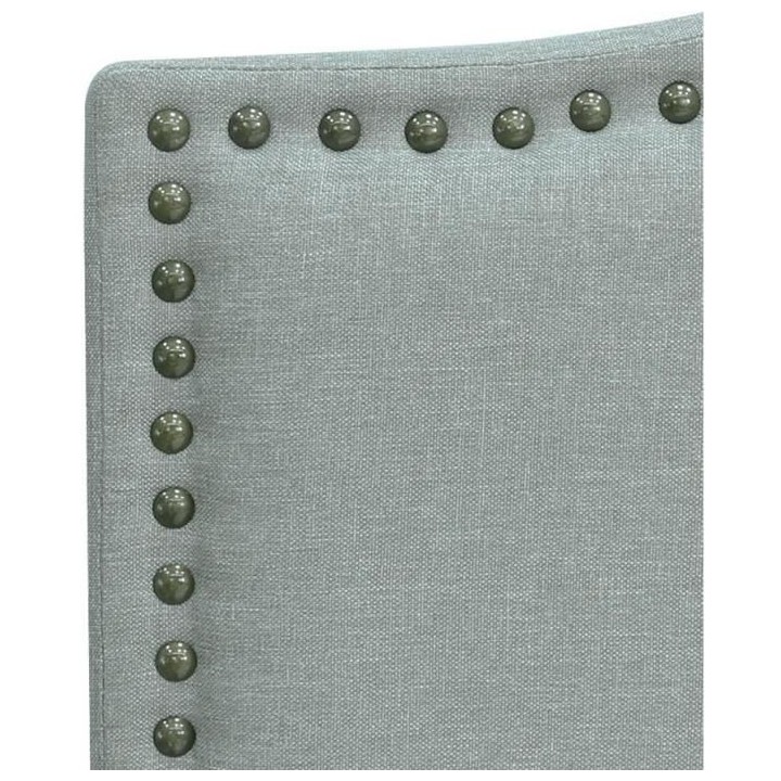 Lit adulte NAILHEADS - 140 x 190 cm - Tissu - Gris clair - Tete de lit