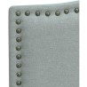 Lit adulte NAILHEADS - 140 x 190 cm - Tissu - Gris clair - Tete de lit cloutée et pieds bois - Sommier inclus