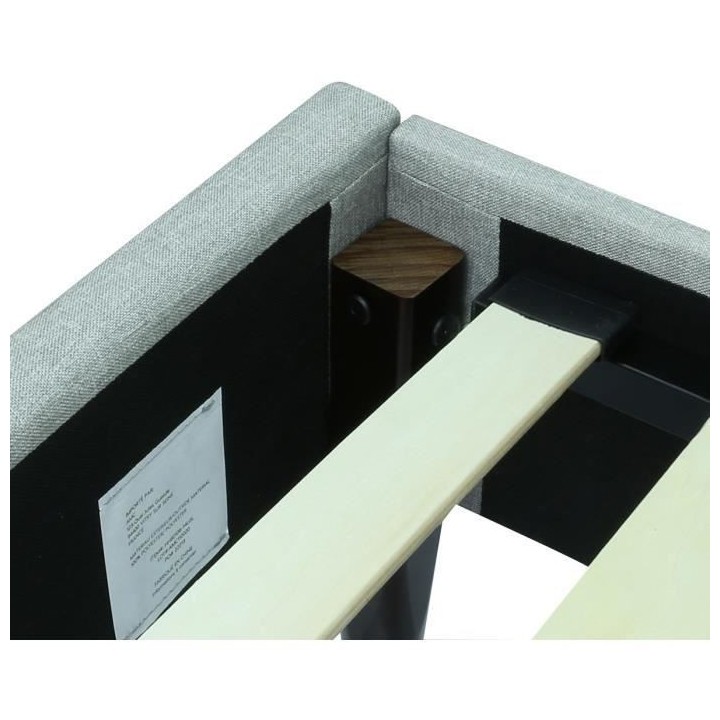 Lit adulte NAILHEADS - 140 x 190 cm - Tissu - Gris clair - Tete de lit