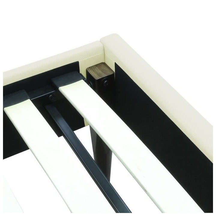 Lit adulte NAILHEADS - 160 x 200 cm - Tissu - Beige - Tete de lit clou