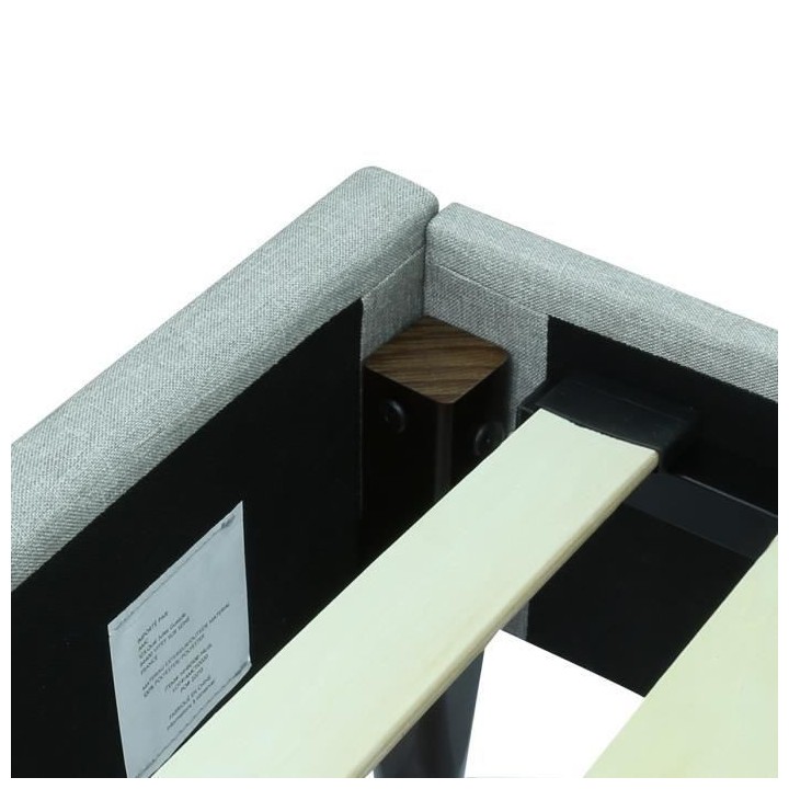 Lit adulte classique NAILHEADS - 160 x 200 cm - Tissu - Gris clair - T